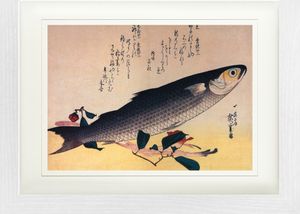 Utagawa Hiroshige Gerahmtes Bild Mit Edlem Passepartout | Wand-Bilder | Im Bilderrahmen - Graubarbe Und Kamelie, 1834-35 (30 x 40 cm)