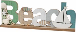 Holz Aufsteller Schriftzug Beach mit Verzierung, 30 cm