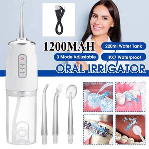 Tragbare Oral Irrigator Wasser Flosser Dental Munddusche + 4 Jets Pick für Mund Zähne Reiniger USB Aufladbare 3 Modi Zahn Pflege Set