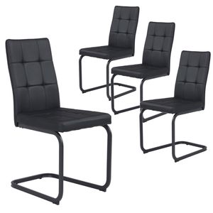 B&D home Esszimmerstühle OLE 4er Set | Küchenstuhl Schwingstuhl Freischwinger Stühle für Küche, Esszimmer | Industrial | Schwarz