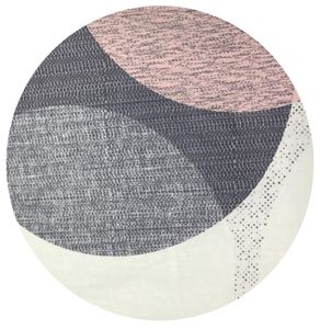 Bettwäsche 200x200 + 80x80 cm Baumwolle Renforce Rosa Grau Kreise mit Reißverschluss, 3-teilig