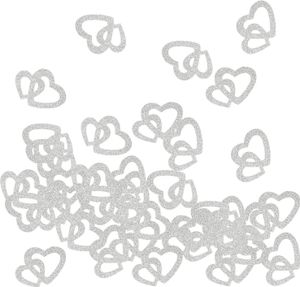 Oblique Unique Herz Konfetti Glitzer Streu Deko für Hochzeit JGA Junggesellinnenabschied Valentinstag Tisch Deko - silber