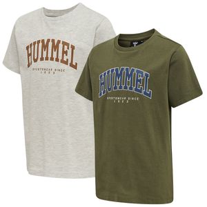 2er Pack hummel hmlFAST T-Shirt Kinder kalamata/light grey melange 146