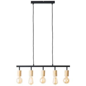 Brilliant Lampe Tiffany Balkenpendel 5flg schwarz matt/natur Metall/Kunststoff braun 5x A60, E27, 28 W