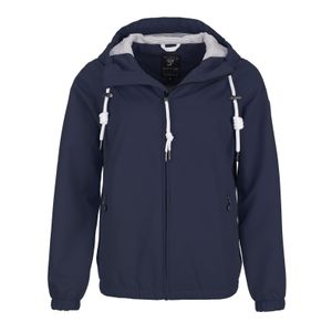 Blue Flame Damen Funktionsjacke unifarben - Outdoor-Jacke mit Kapuze und Jersey-Futter wasserdicht atmungsaktiv in Marine Größe 42