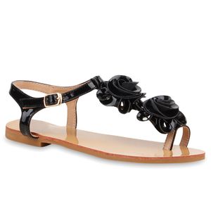 Mytrendshoe Dámské sandály Dianettes Flowers Thong Separators Pohodlná obuv 76524, Barva: černá, Velikost: 38