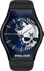 Police Schwarze Lederuhr mit 45 -mm -Zifferblattdurchmesser Police Schwarze Lederuhr mit 45 -mm -Zifferblattdurchmesser