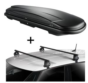 Dachbox VDPJUXT500 500 Liter abschließbar schwarz + Dachträger VDP EVO Stahl kompatibel mit für Seat Altea (5P) 5 Türer 2004-2015