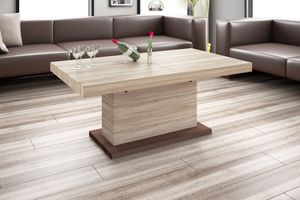 Design Couchtisch Tisch H-333 Sonoma Eiche / Nussbaum höhenverstellbar ausziehbar Esstisch