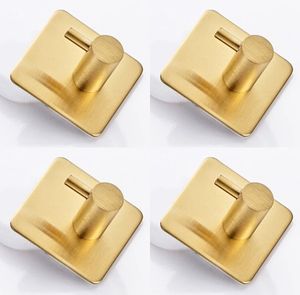 GKA 4 Stück Handtuchhaken gold viereckig Klebehaken Edelstahl Metall  Haken Selbstklebend Bad Küche Handtuchhalter Kleiderhaken ohne Bohren