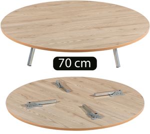 Akkaya Holzbodentisch Sofra Esstisch Klapptisch mit Metalfüße Durchmesser 70cm
