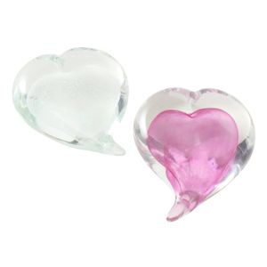 Briefbeschwerer "Kardia" im 2er Set aus Glas in Herzform, transparent und rosa - Herzen, Beschwerer, Muttertags Geschenk, Valentinstag - Glasart