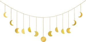 Mondphasen-Girlande mit hängende Ornamente Mond hängende Kunst Zimmerdekoration,(Gold)