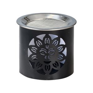Räucherstövchen Eisen Smiley-Muster Schwarz H 6cm Teelicht Sieb Für Weihrauch