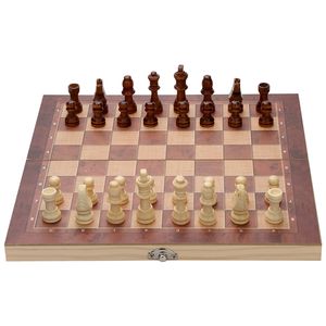 Lospitch Schachspiel Brettspiele KOMPLETTSET Schach Reiseschach Backgammon Holz 29x29CM Reiseschach