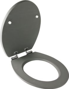 'aquaSu® WC-Sitz mit Absenkautomatik in grau | Stabiler Holzkern Toilettendeckel | Soft-Touch Toilettensitz | Metallscharnier | Universale O-Form | Ovaler WC-Deckel | Fast-Fix | Grau | 40396 2
