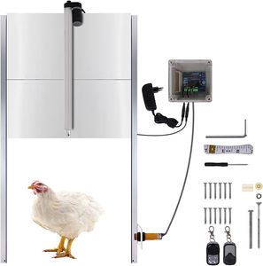 Automatické otevírání dveří pro kuřata 30 x 30 cm s infračerveným čidlem a časovačem Dveře do kurníku pro chov kuřat, možnost dálkového ovládání, včetně jezdce - typ B CEEDIR