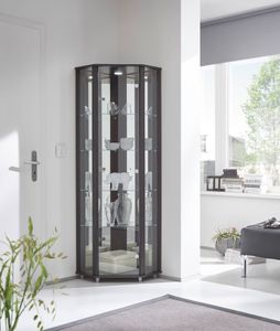 Eckvitrine Vitrinenschrank Glasvitrine Vitrine "Berlin I" Schwarz