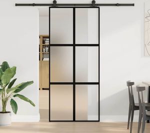 vidaXL Drzwi przesuwne z okuciem 90x205 cm szkło hartowane i aluminium