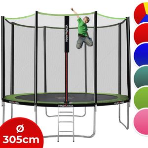 Trampolin - mit Sicherheitsnetz, Leiter, Randabdeckung, 305 cm, Farbwahl - Outdoor Indoor Gartentrampolin, Trampoline Farbe: Limonengrün
