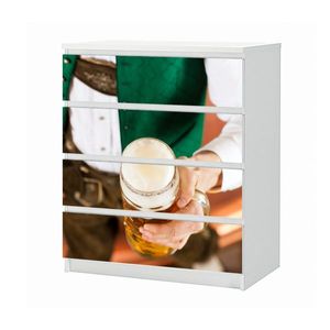 Set Möbelaufkleber für Ikea Kommode MALM 4 Fächer / Schubladen Bier Bierbrauer Beruf Glas Weizen Aufkleber Möbelfolie sticker (Ohne Möbel ) Folie 25B518