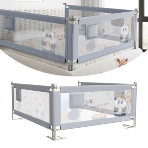 LZQ zábrana na posteľ 200 cm ochrana postele pre deti od 0 do 3 rokov, výškovo nastaviteľná zábrana na detskú posteľ ochrana okraja postele, sivá (len 1 kus)