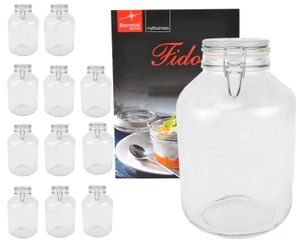 12er Set Einmachglas Bügelverschluss Original Fido 5,0L Vorratsgläser incl. Bormioli Rezeptheft