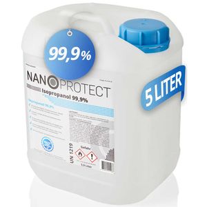 Nanoprotect Isopropanol 99,9% | 5 Liter Reiniger | Hochprozentiger Isopropylalkohol | IPA Reinigungsalkohol für Haushalt und Elektronik