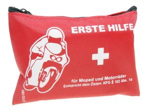 Erste-Hilfe-Set Verbandstasche 8,5 x 11,5 x 5cm, Dreiecktuch Pflaster Handschuhe Kompresse für Roller, Moped, Motorrad, Quad, ATV