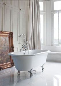Casa Padrino Jugendstil Badewanne freistehend 150 x 75 x 63 cm BWin Weiß, Retro Antik, Füsse: Silber Standard Classical