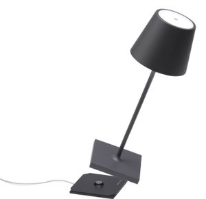 Zafferano Poldina Pro Mini Tischlampe - Aufladbare LED Lampe - 30 cm - Grau