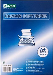 D.RECT Kohlepapier für Schreibmaschine, DIN A4, Maschindurchschreibepapier, CARBON COPY PAPER, schwarz, 25 Blatt