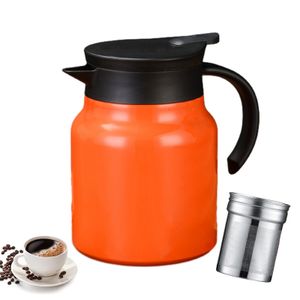 winterbeauy Kaffeekanne Teekanne,Thermoskannen,1000ml,mit Siebeinsatz für Heißgetränke, Herausnehmbarer Doppelwandig (orange)