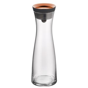 WMF Basic Wasserkaraffe, Glas, Karaffe 1l, Höhe 30,2 cm, Glaskaraffe mit Deckel, Silikondeckel, CloseUp-Verschluss, kupfer