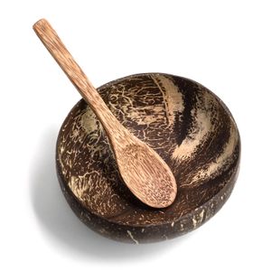 Coconut Bowl Schüssel mit Löffel Vegan Buddha Bowl Kokosnuss Schale Smoothie Porridge