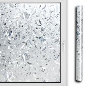 Yakimz Sichtschutzfolie 3D Fensterfolie Selbstklebend Spiegelfolie Sonnenschutzfolie Blumen 60*200cm