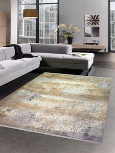 Wollteppich Luxus abstrakt aus Naturfasern in beige grau creme Größe - 160x230 cm