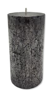 Stumpenkerze XL 10 x 20cm schwarz mit Glitzer durchgefärbt Säulenkerze