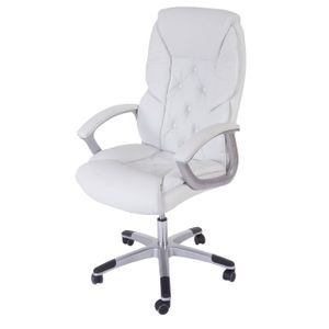 Profesionálna kancelárska stolička L42 XXL, manažérska otočná stolička, 150 kg nosnosť Imitácia kože ~ biela