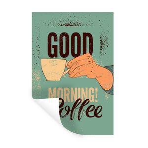 MuchoWow® Wandtattoo Wandsticker Wandaufkleber Kaffee - Zitate - Vintage - Guten Morgen! Kaffee 40x60 cm Selbstklebend und Repositionierbar - Wierderverwendbar - Selbstklebend