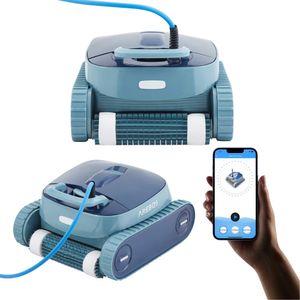 AREBOS  Automatischer Poolroboter, Poolrunner für Pools bis max.100m³,  Poolsauger Poolreiniger für Wand, Boden & Wasserlinie mit APP-Steuerung