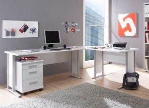 Eckschreibtisch Winkelschreibtisch Computertisch Schreibtisch Tisch Büro weiß