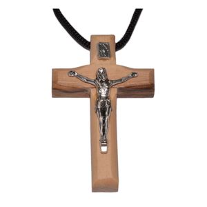 Kruzifix - Kreuz Anhänger Olivenholz mit Metall-Korpus Bethlehem 5cm