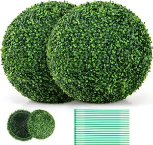 COSTWAY 2er bukszpan kula 50cm, bukszpan kula odporny na promieniowanie UV, topiary sztuczna roślina dekoracyjna, bukszpan kula, dekoracyjne rośliny kuliste ciemnozielone COSTWAY 2er bukszpan kula 50cm, bukszpan kula odporny na promieniowanie UV, topiary sztuczna roślina dekoracyjna, bukszpan kula, dekoracyjne rośliny kuliste ciemnozielone