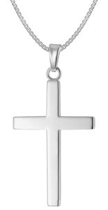 trendor 41228 Herren-Halskette mit Kreuz-Anhänger 28 mm Silber 925, 60 cm