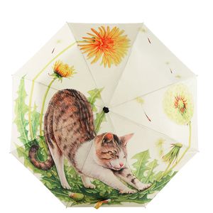 Tragbarer schöner Cartoon-Katzenmuster-Sommer-Anti-UV-Sonnen-Regen-Taschenschirm-2#