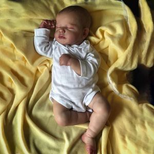 50CM Neugeborenes Baby Lebensechte Echt Soft Touch Hochwertige Kunst-Reborn-Puppe zum Sammeln mit handgezeichneten Haaren