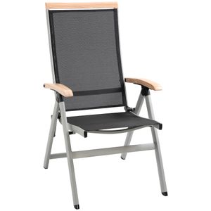 Outsunny skládací židle Zahradní židle skládací s opěradlem Područka pro zahradu Balkon Terasa Alu+Mesh Black+Silver 61 x 64 x 112 cm