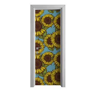 Tür Selbstklebende 70x210 cm Türfolie Türtapete Klebefolie - Retro Sonnenblume