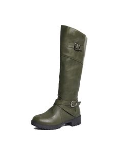 Damen Kunstlederstiefel Mid Boot Stiefel mit niedrigem Absatz und quadratischem Absatz,Farbe: Grün,Größe:39